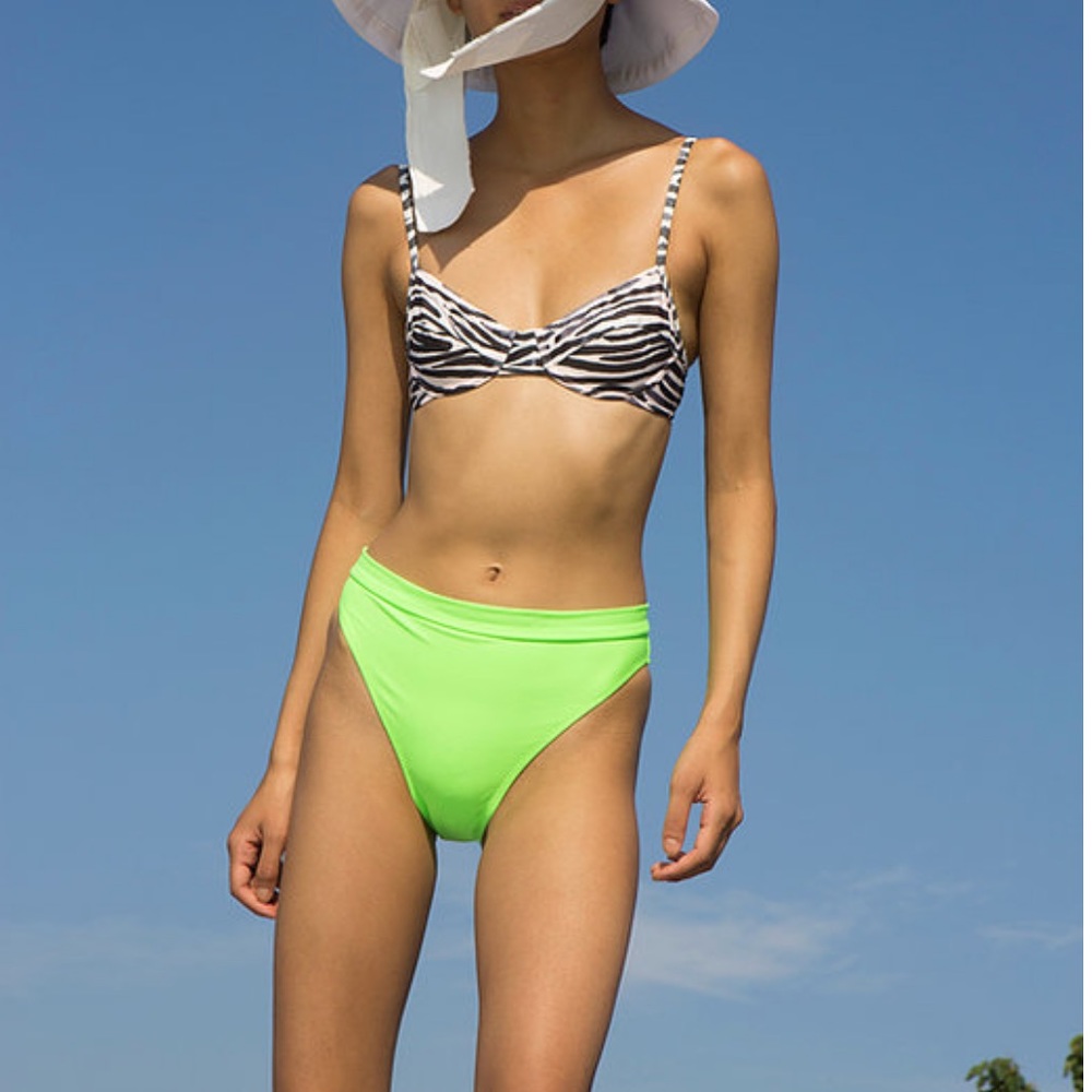 Tach Nissi high rise neon green bikini swim bottom